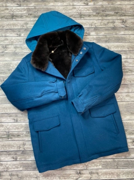 Куртка мужская  с меховой подкладкой и съемным меховым воротником  Loro Piana Артикул BMS-104661. Вид 1