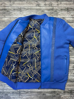 Куртка на синтепоне со вставками из натуральной кожи крокодила  Zilli Артикул BMS-104311. Вид 2