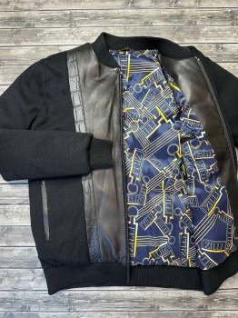 Куртка на синтепоне со вставками из натуральной кожи крокодила  Zilli Артикул BMS-104310. Вид 2