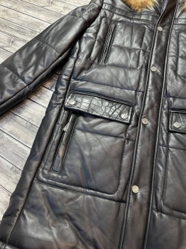 Куртка удлинённая кожаная со вставками из натуральной кожи крокодила Stefano Ricci Артикул BMS-104940. Вид 3