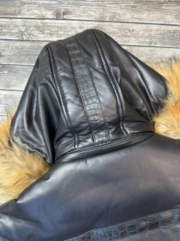 Куртка удлинённая кожаная со вставками из натуральной кожи крокодила Stefano Ricci Артикул BMS-104940. Вид 5