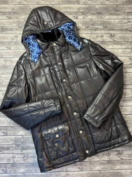 Куртка удлинённая кожаная со вставками из натуральной кожи крокодила Stefano Ricci Артикул BMS-104941. Вид 1